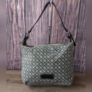 Dooney & Bourke shoulder bag featuring the brand's classic "DB" monogram pattern